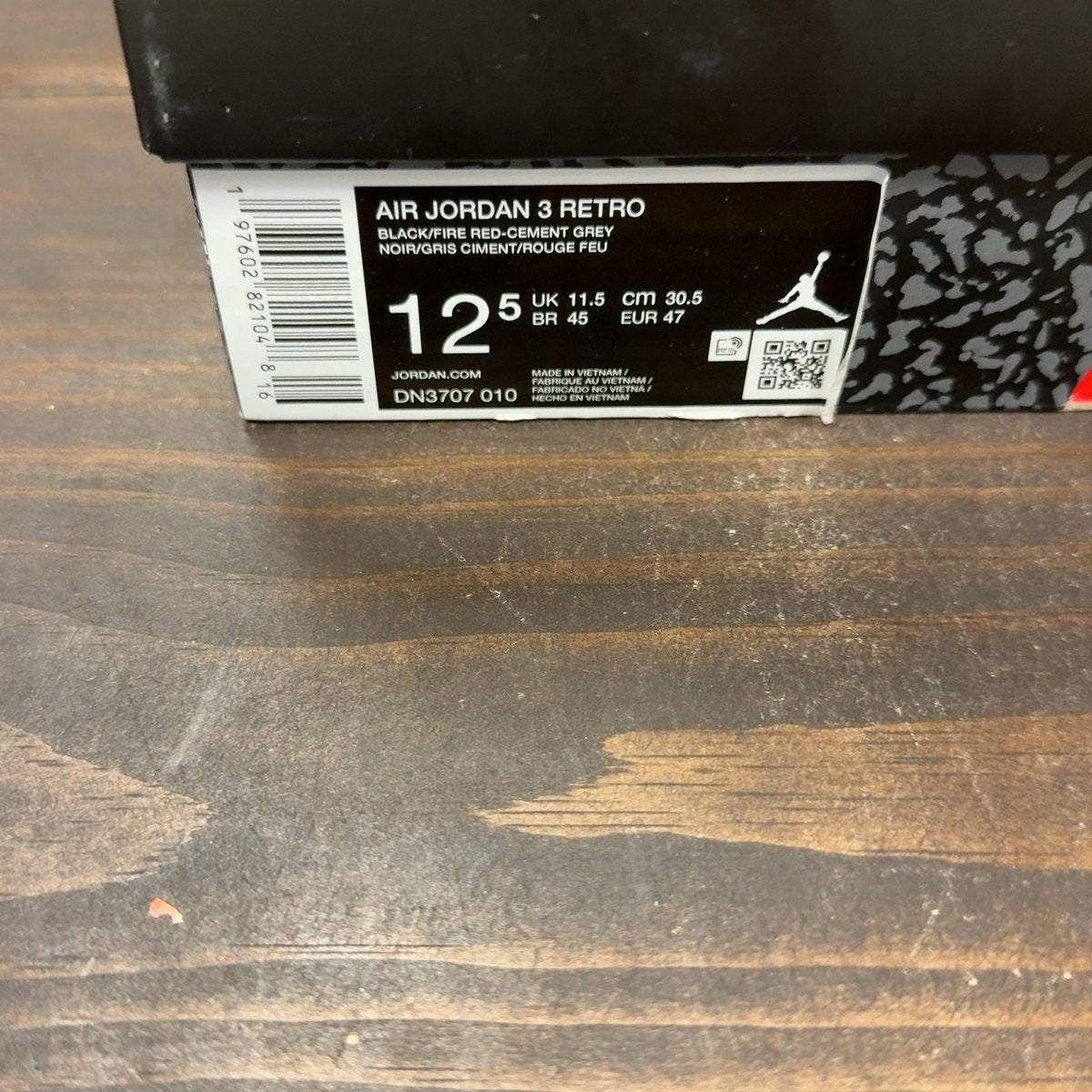 Jordan 3 Retro OG Black Cement (2024) Size 12.5 (Pre-Owned) - aux