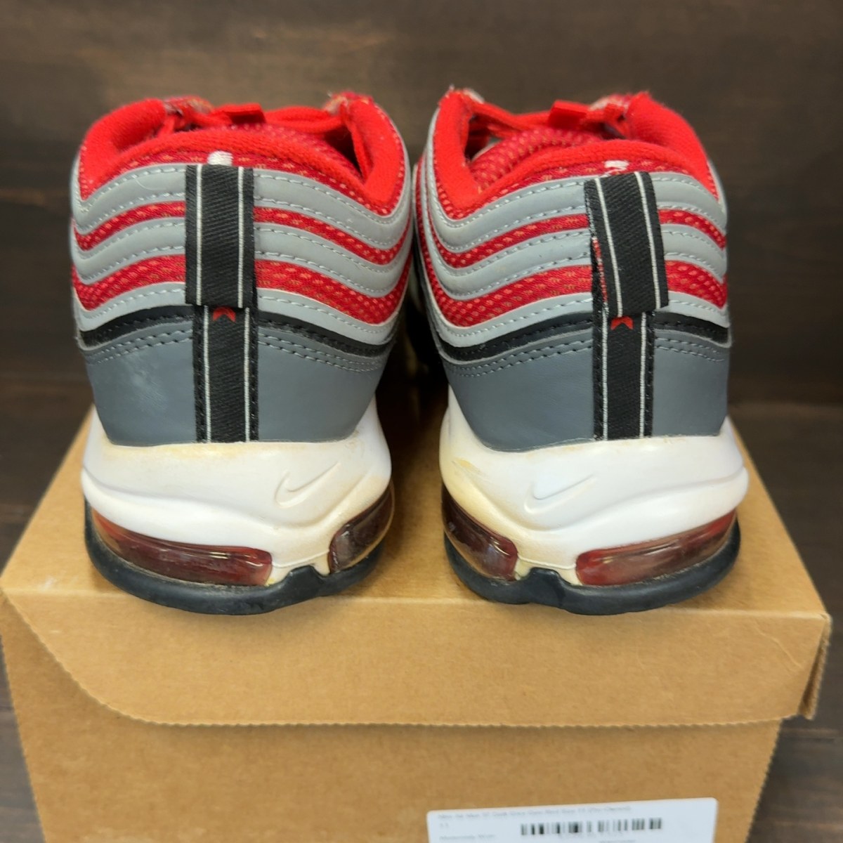 Nike Air Max 97 Dark Grey Gym Red Size 11 (Pre-Owned) - Image 5