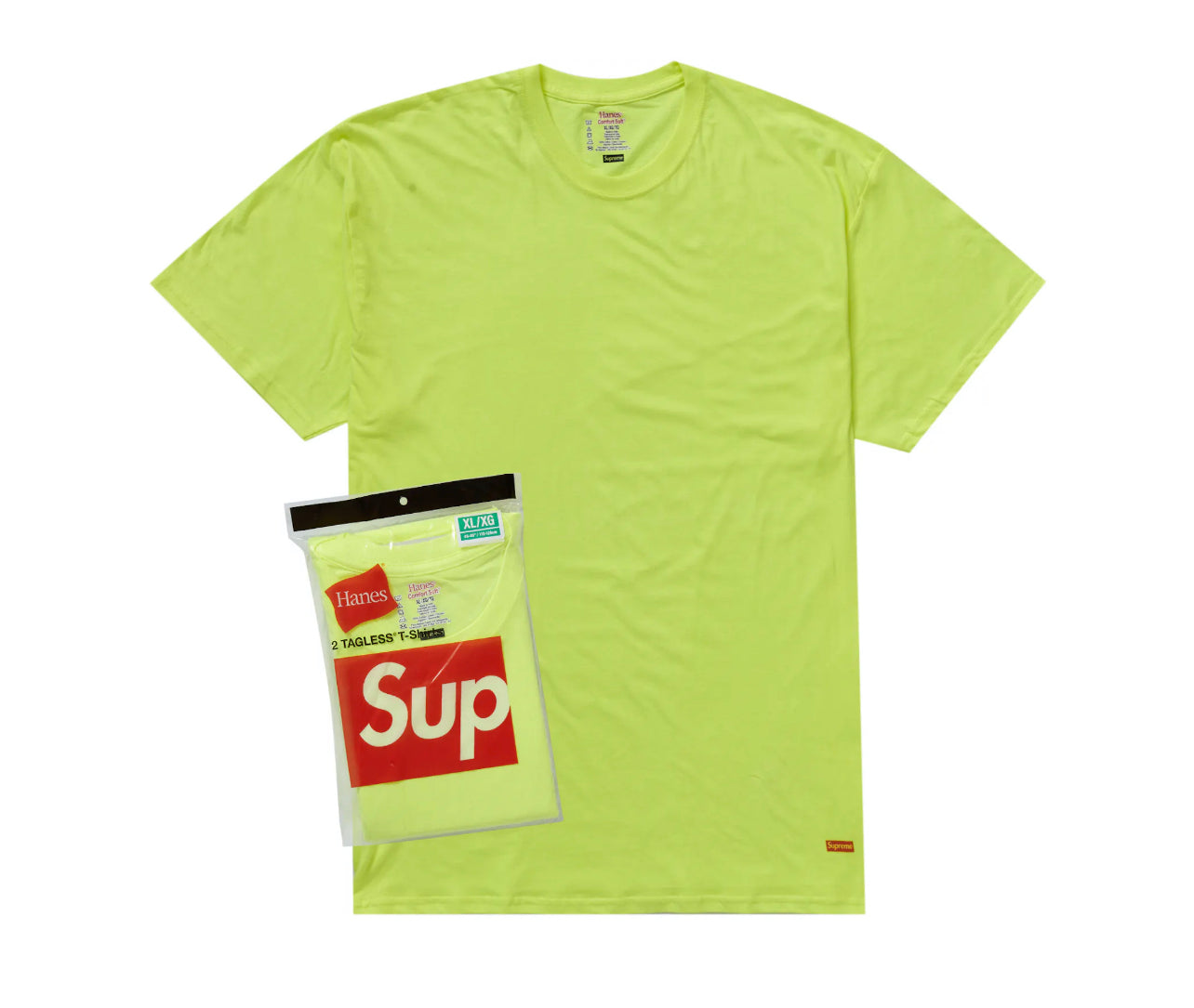 Supreme Tagless Hanes Tee Yellow (2 Pack)
