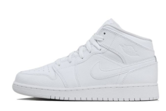 Triple White Jordan 1 Mid (GS)