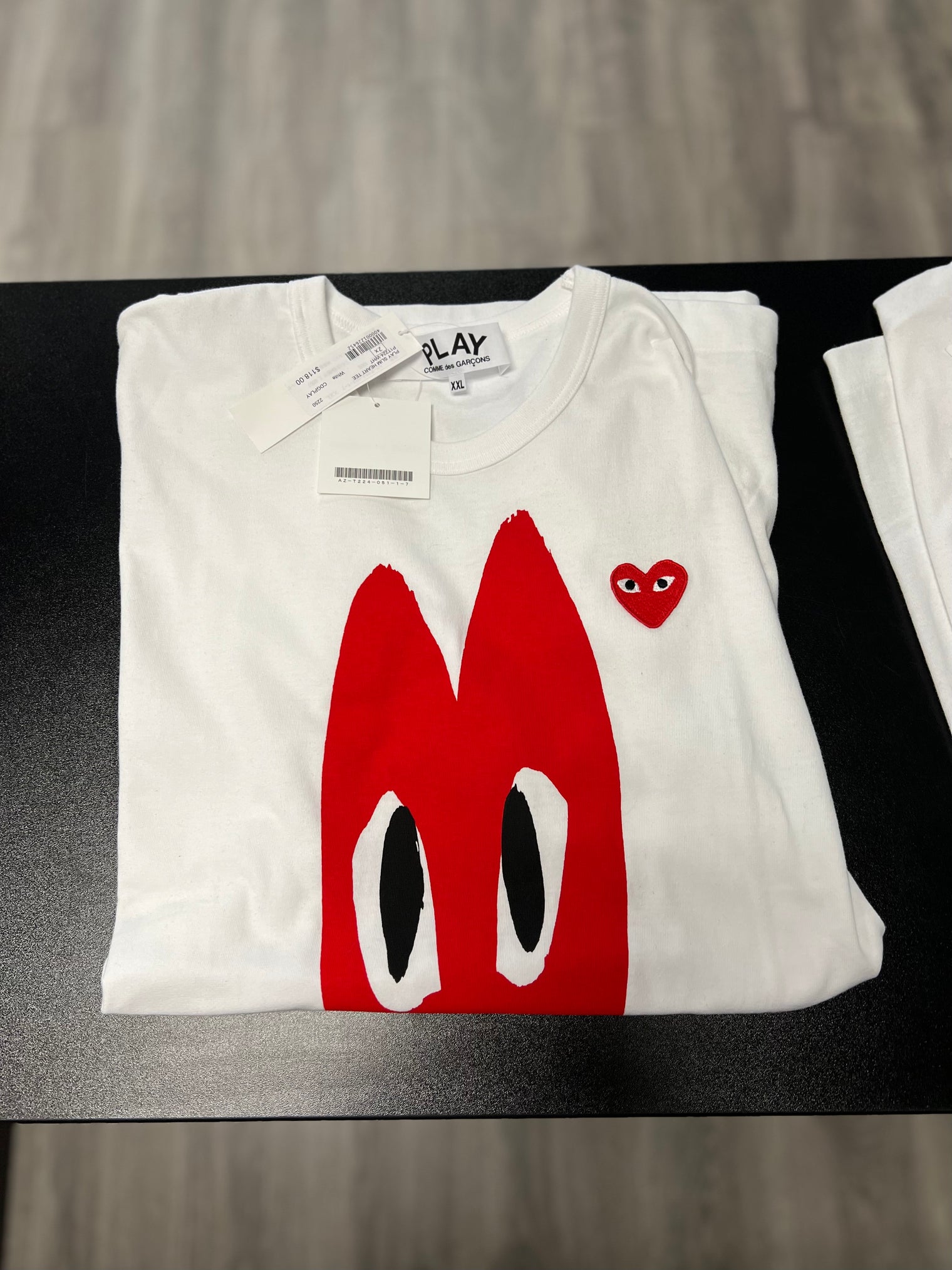 Red Slim Heart Tee CDG