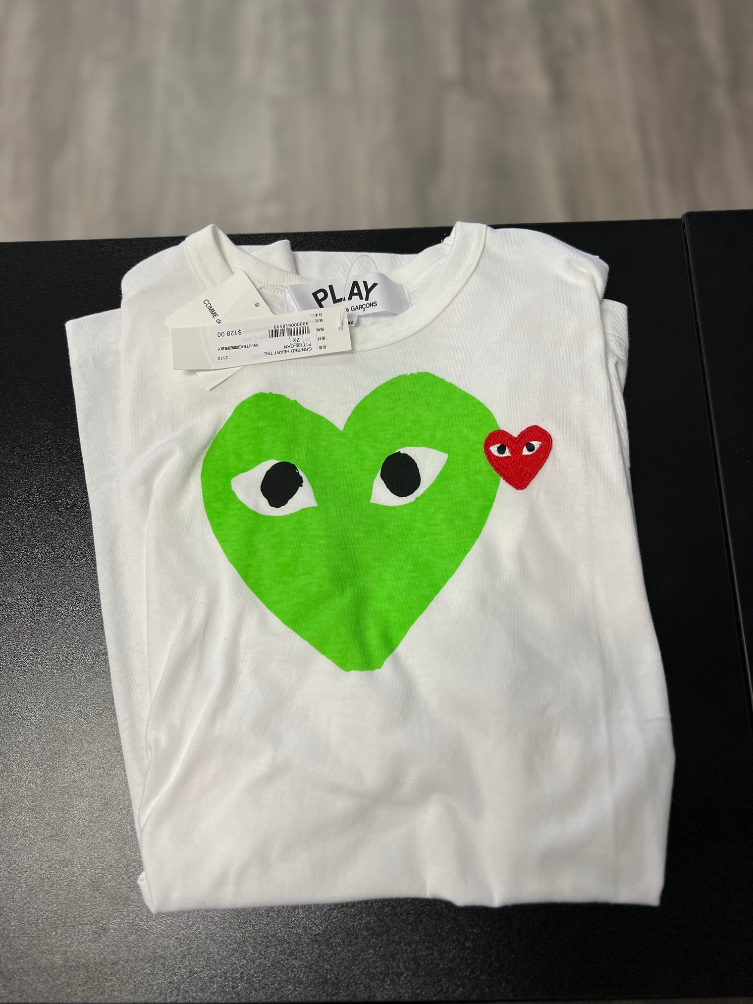 Green Red Heart Tee CDG