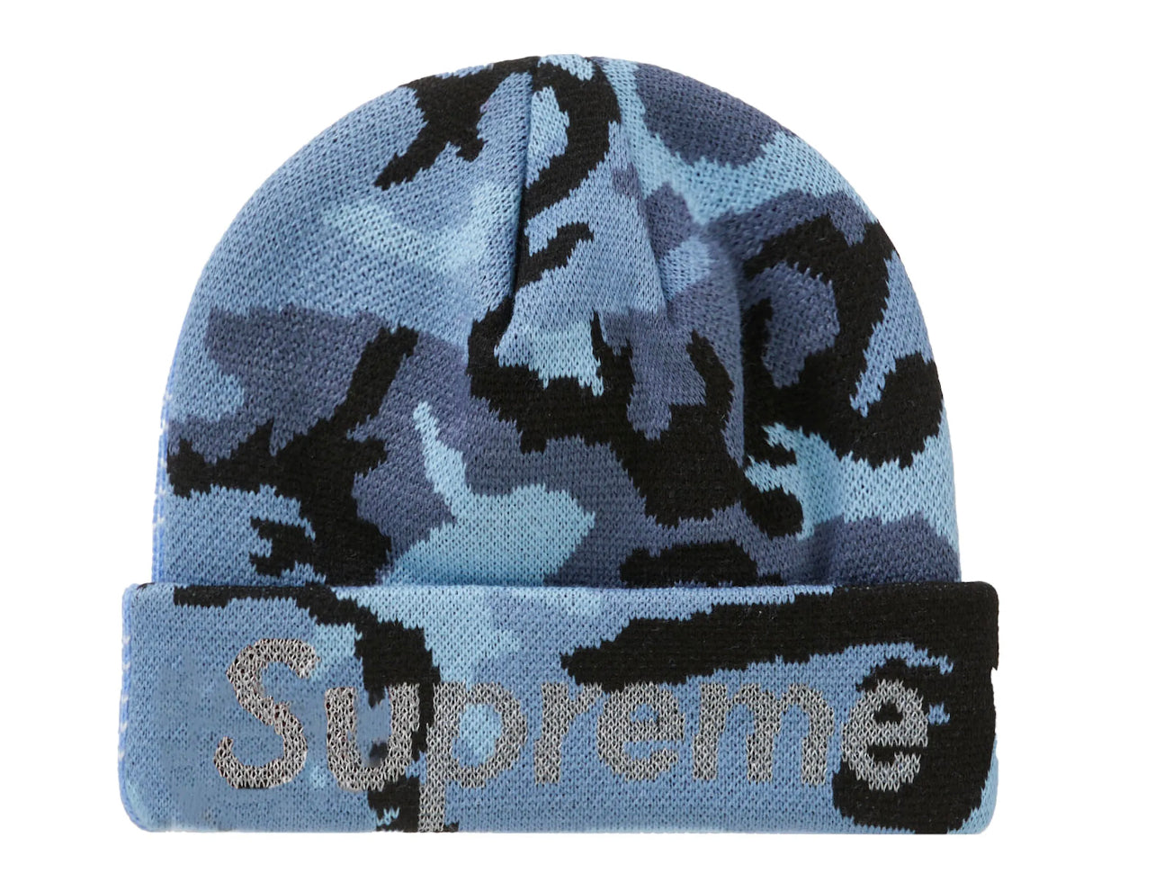 Supreme New Era Split Beanie Blue
