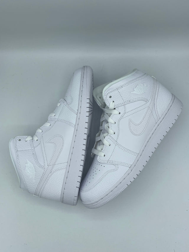 Triple White Jordan 1 Mid (GS)