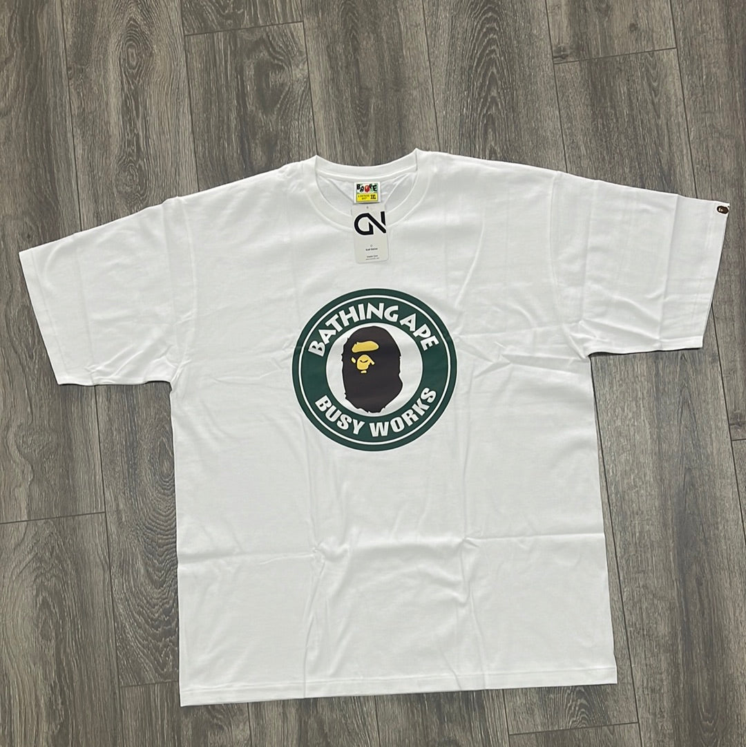Bape Busy Works Green / White Tee