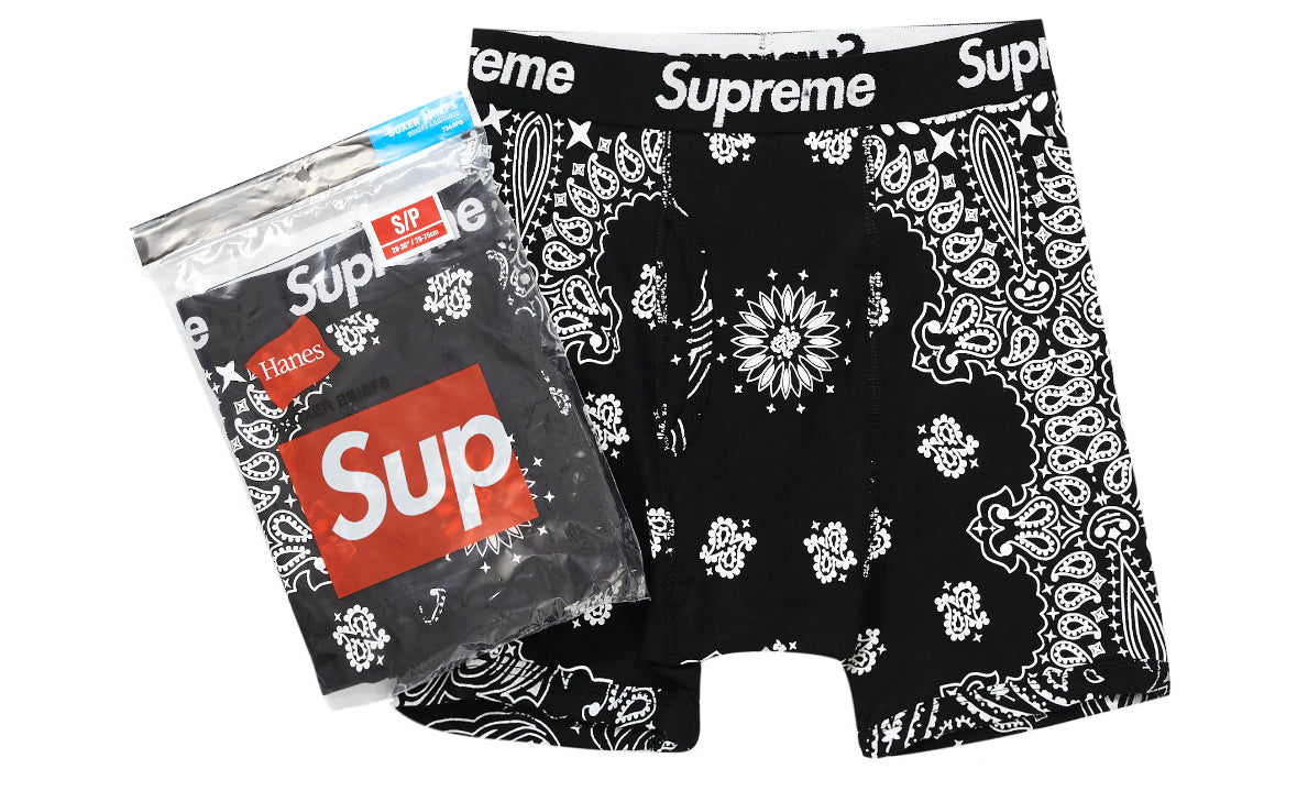 Supreme Bandana Hanes Boxer Briefs (2 Pack) Black