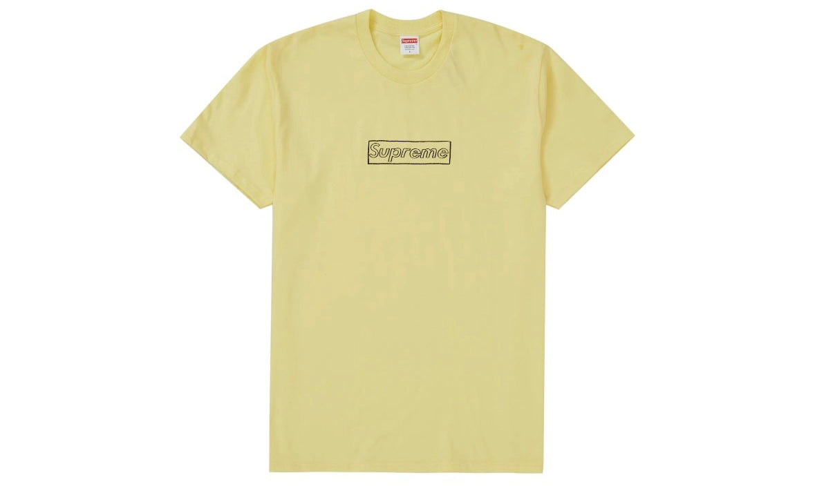 Supreme Kaws Chalk Logo Tee Pale Yellow