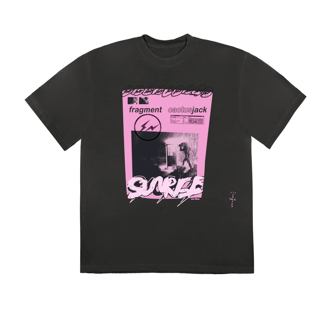 Travis Scott Cactus Jack For Fragment Pink Sunrise T-shirt Washed Black