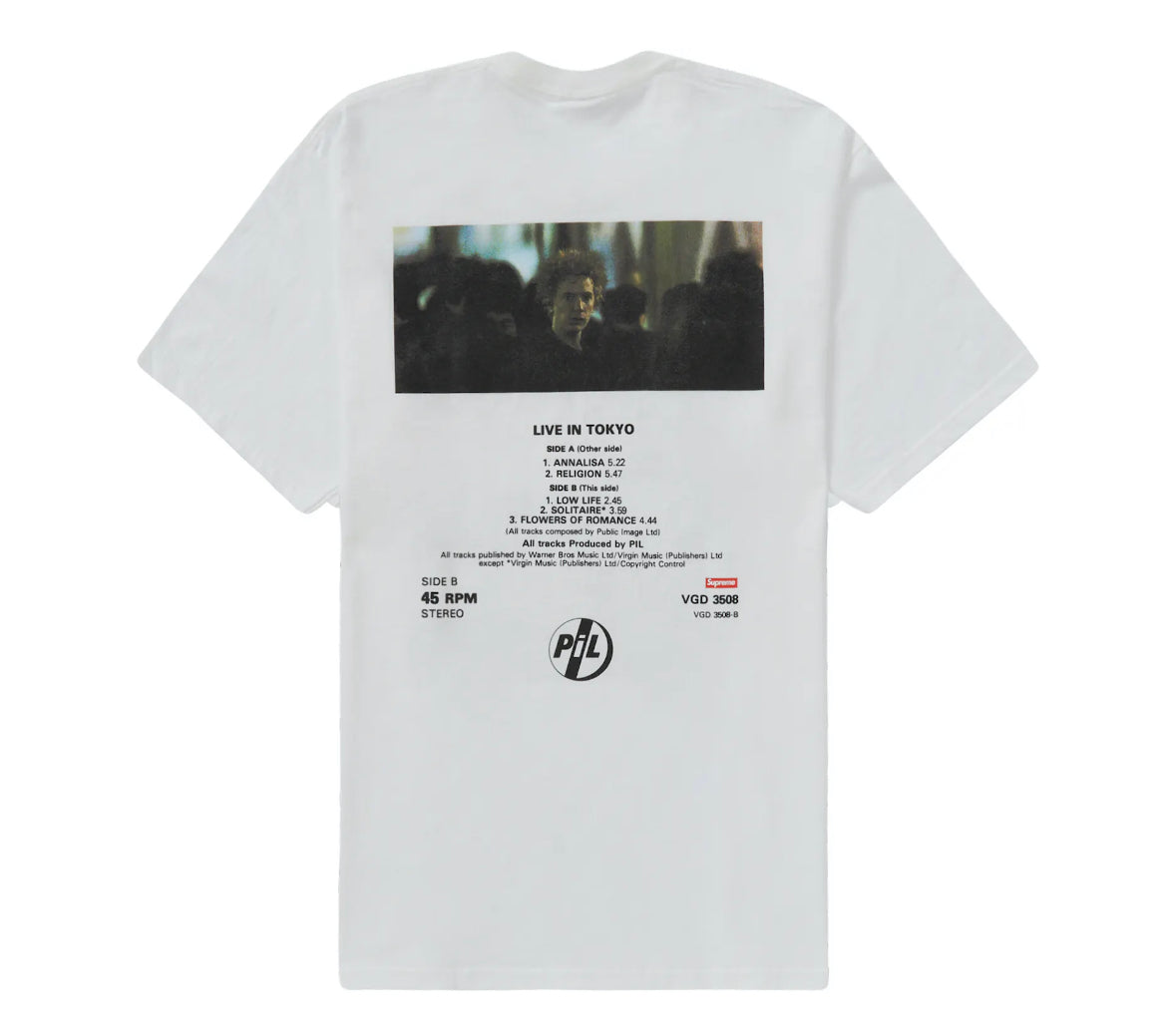 Supreme PiL Live in Tokyo Tee White